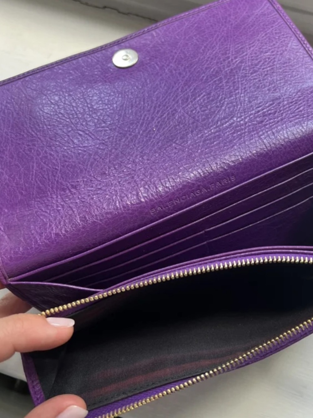 Balenciaga purple Leather Card Wallet with Gold Hardware - Picture 5 of 6